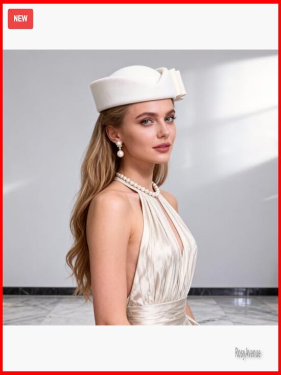 Vintage Wool Pillbox Hat Formal Fascinator with Bow Wedding  display picture 2